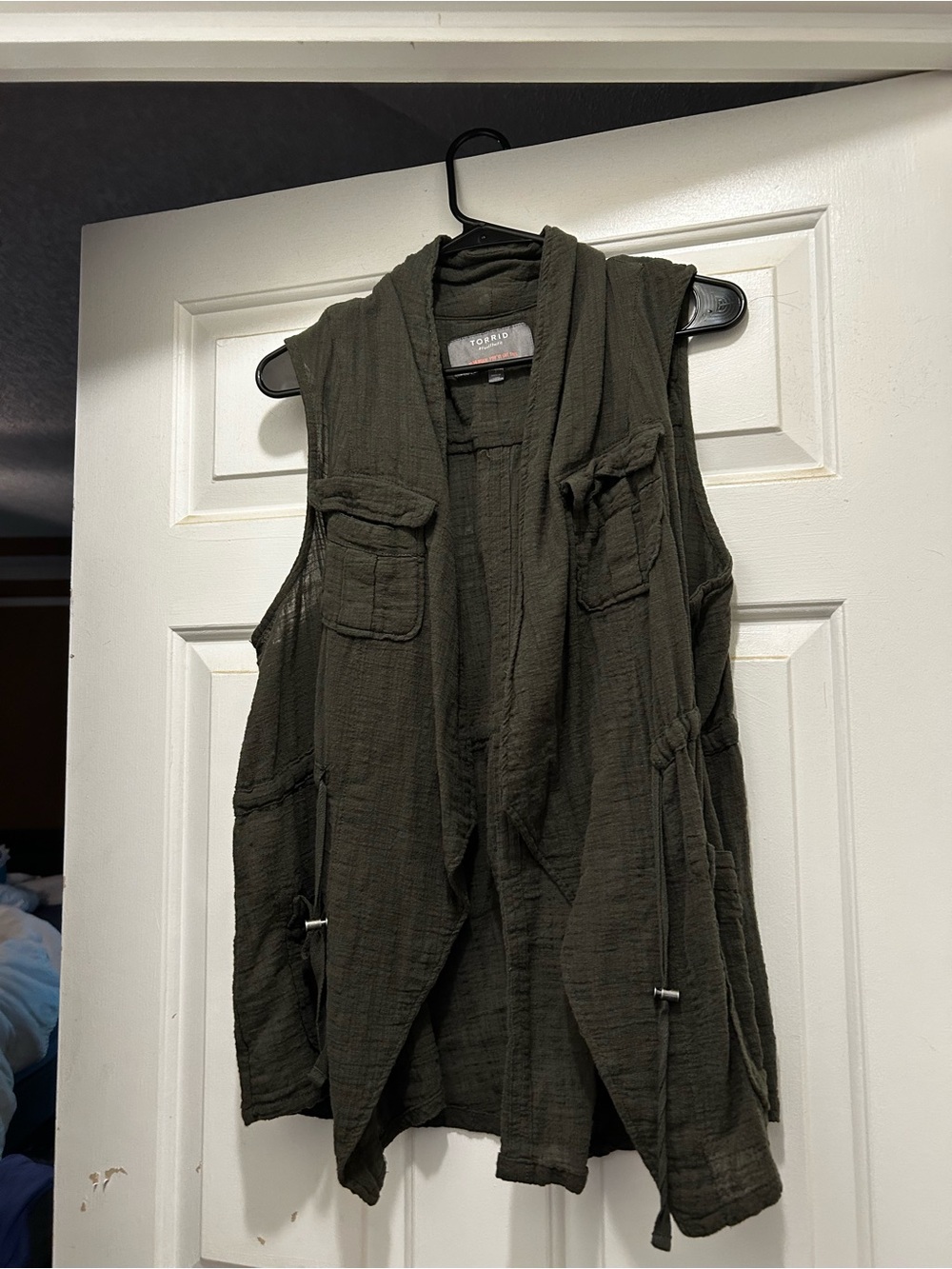 torrid Olive Sleeveless Draped Utility Vest